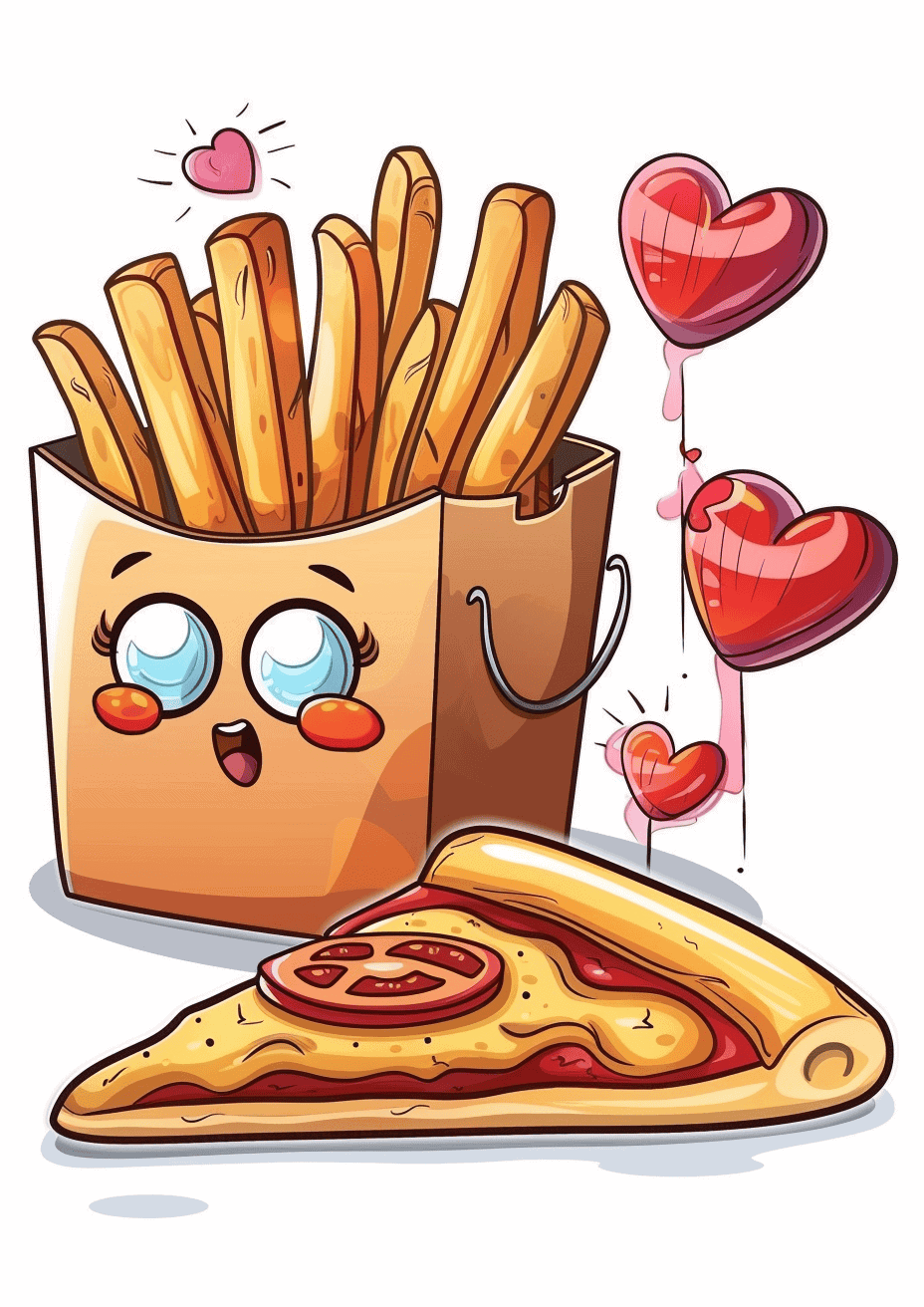Fries and Pizza Charming Duo